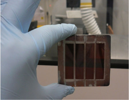 A typical semi-transparent nanorods perovskite solar module developed in research work. (Image: Courtesy of the authors)